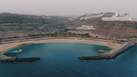 amadores beach, mogan, gran canaria: unique experience from the heights with cinematic aerial shot