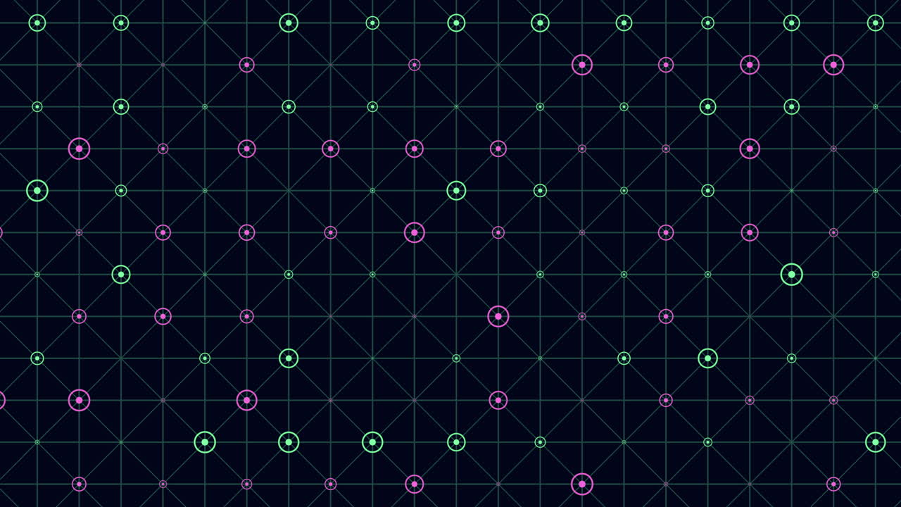 네온 그리드가 있는 무지개 도트 패턴