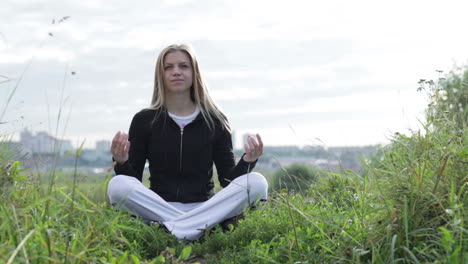 yoga exercises outdoors meditating