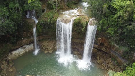 aerial view of salto alto waterfall in the monte plata province near bayaguana in the dominican republic