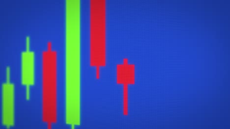 tracking trading candlesticks on blue screen