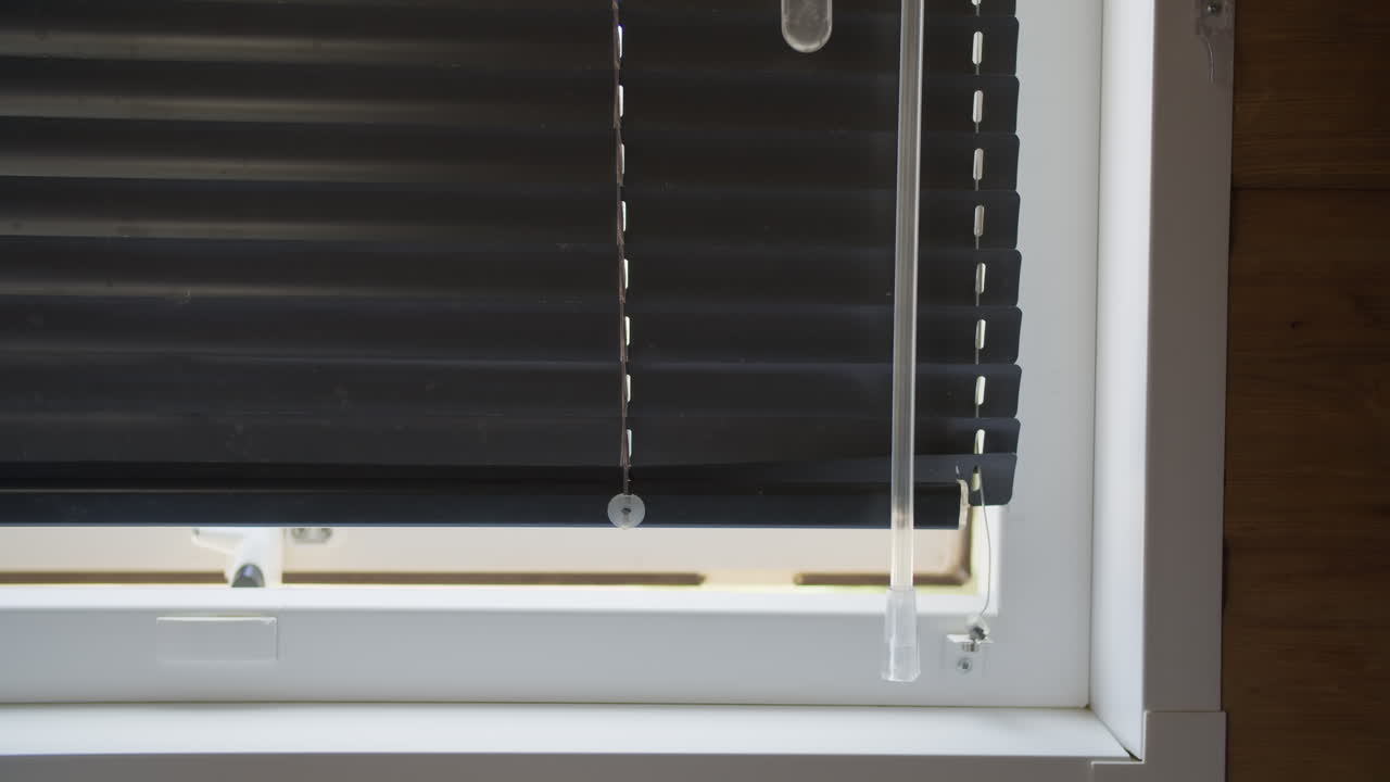 Close-up of Black Window Blinds