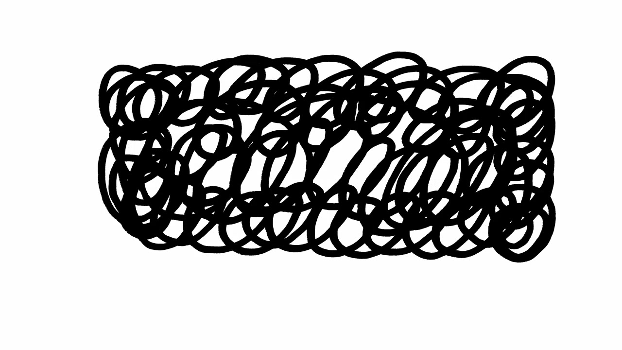 Abstract Black Scribble Drawing on White Background