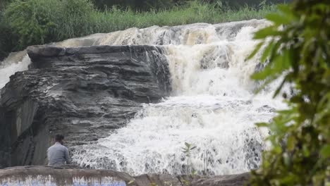 Water-flowing-from-water-fall-at-Bhatinda-water-falls-in-Dhanbbad,-Jharkhand-in-India