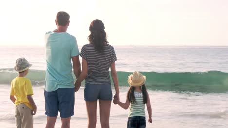 Familie-Im-Urlaub-Mit-Blick-Auf-Das-Meer