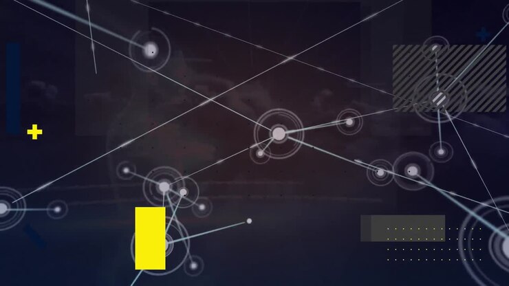 Animation of network of connections over cloudy sky