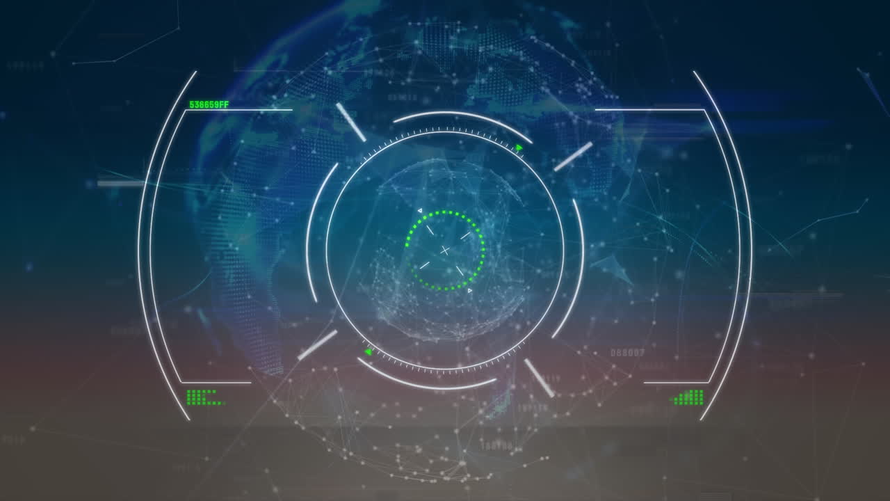 animación de la red de conexiones con el globo sobre fondo azul