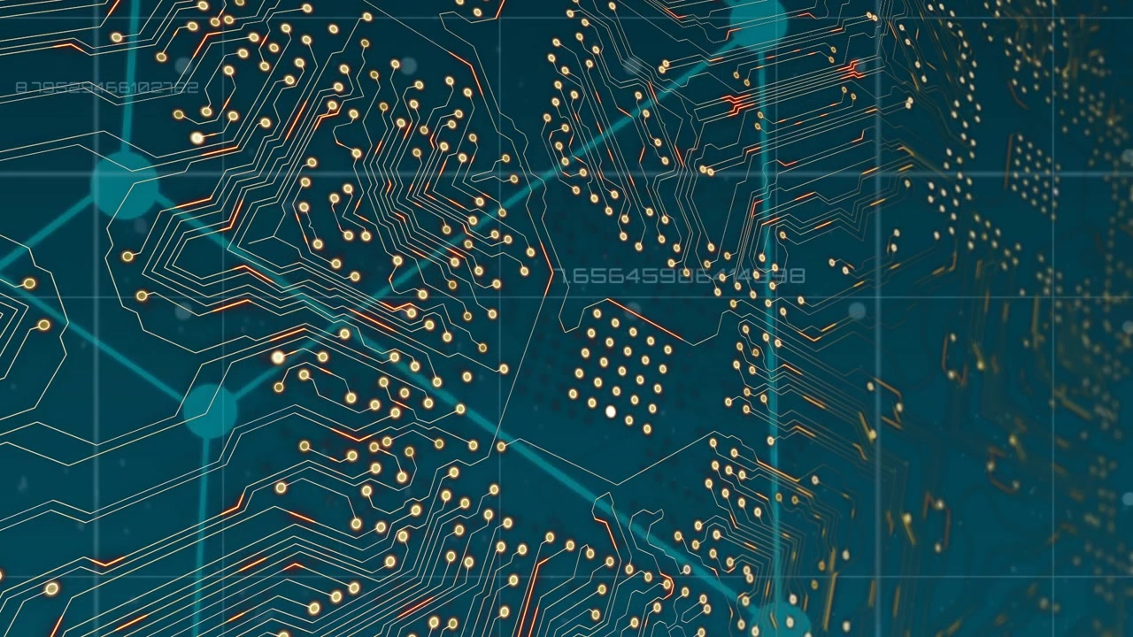 Animation of network of connections with icons and data processing network of connections