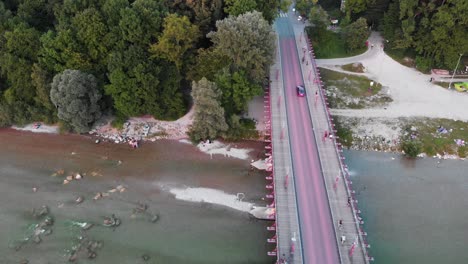 flying over the river isar in munich germany