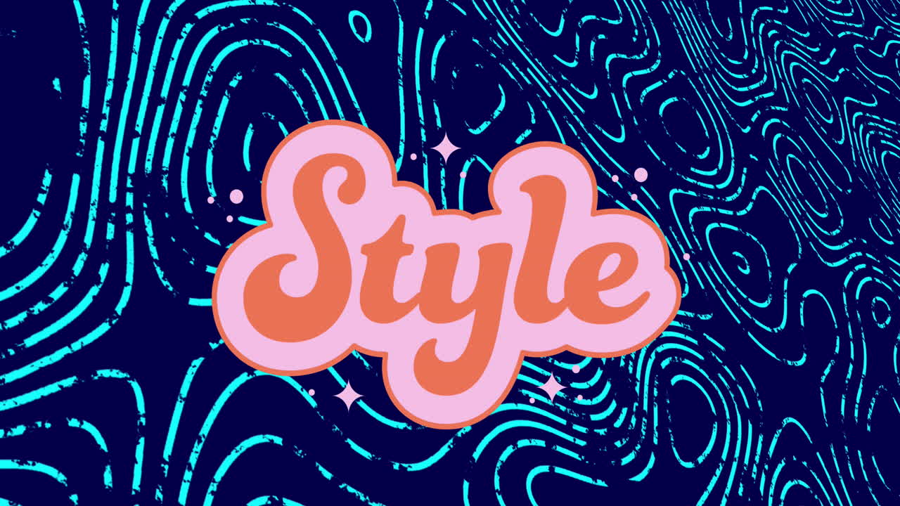 파란색 배경의 모양 위에 스타일 텍스트의 애니메이션