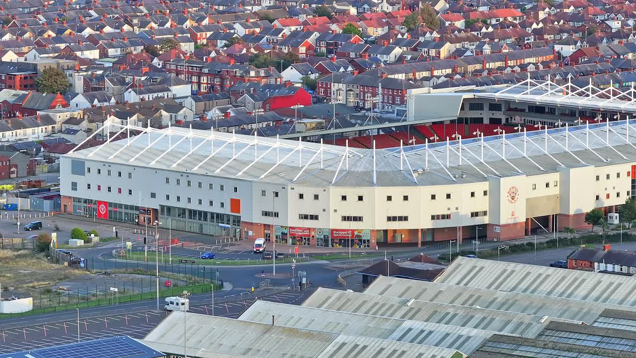 Cityscape of Blackpool FC resort town in Lancashire, United Kingdom