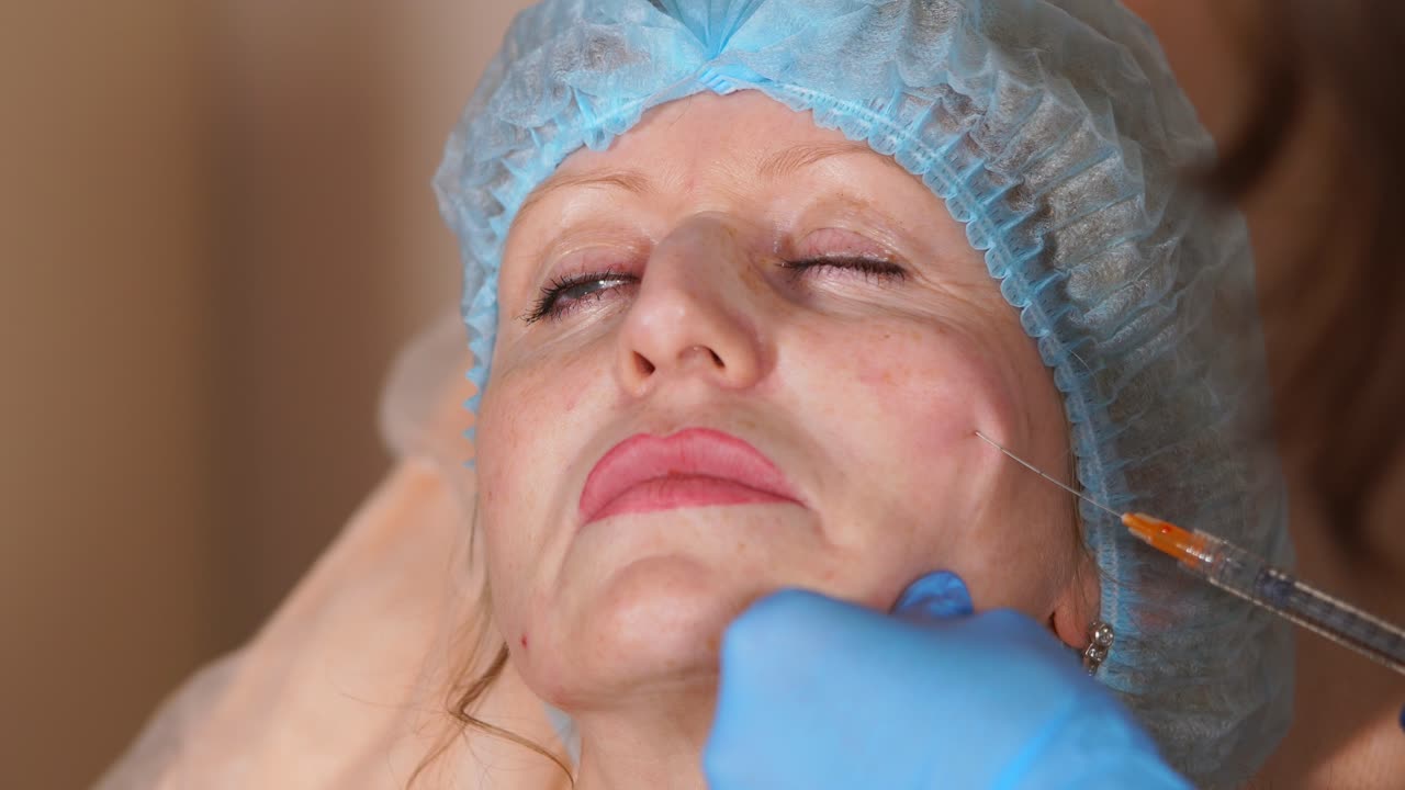 Donna che riceve un trattamento con iniezioni facciali