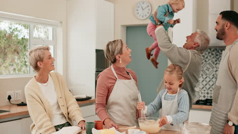 playing, big family or children baking