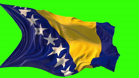 waving flag of bosnia and herzegovina on a green screen