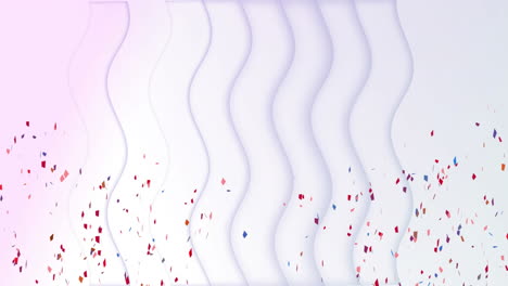 animation of confetti falling over gradient waving white background