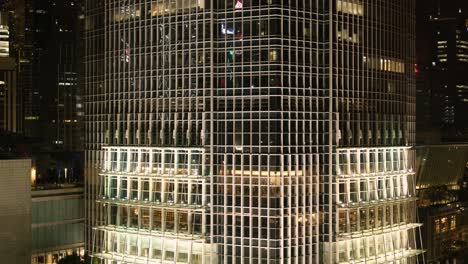 night view of a modern skyscraper in hong kong