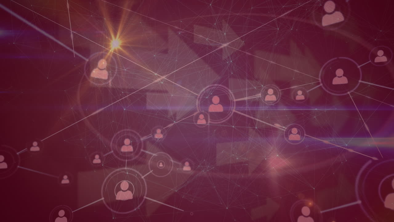 animación de conexiones sobre flechas y fondo rojo