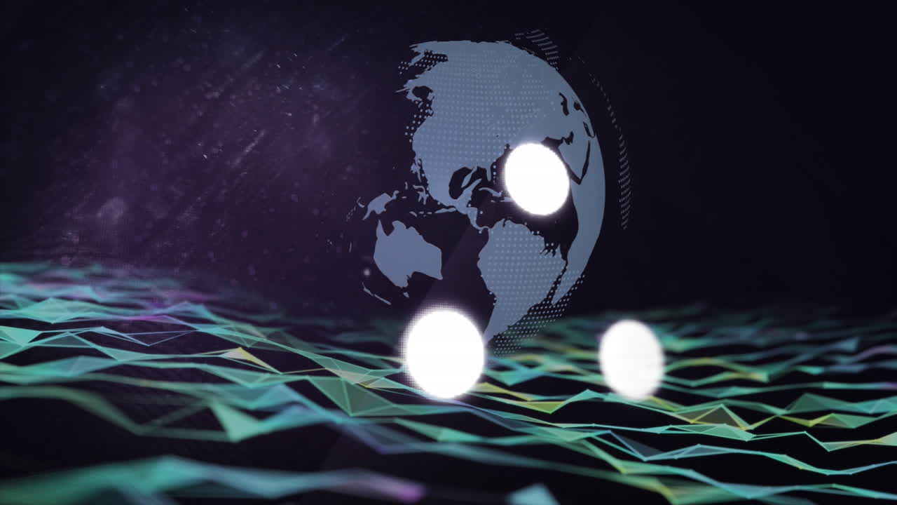 Animation of loading circles icon over globe