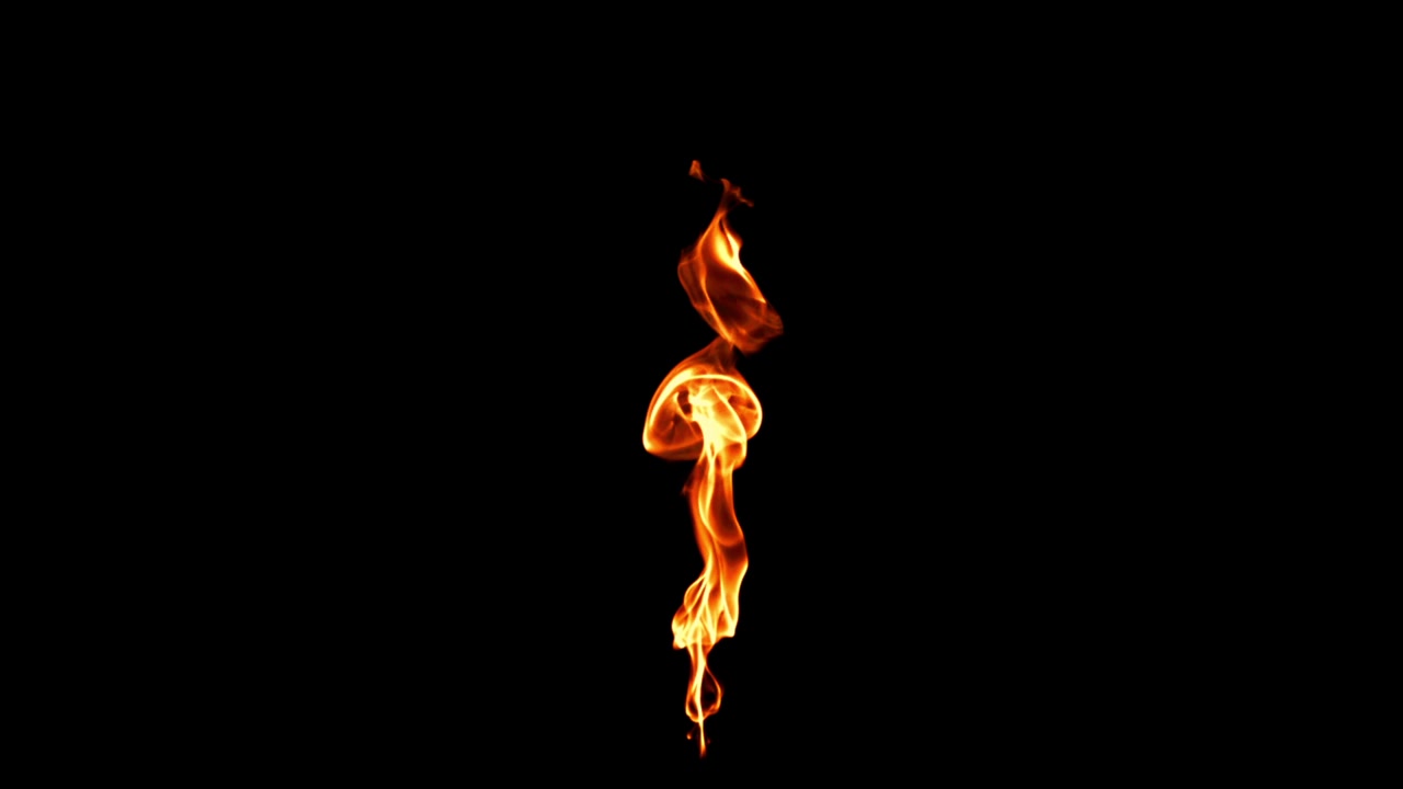 Realistic Fire Flame Burning on Black Background