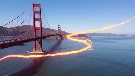 el puente golden gate, san francisco, estados unidos con ilustraciones de visualización de telecomunicaciones avanzadas