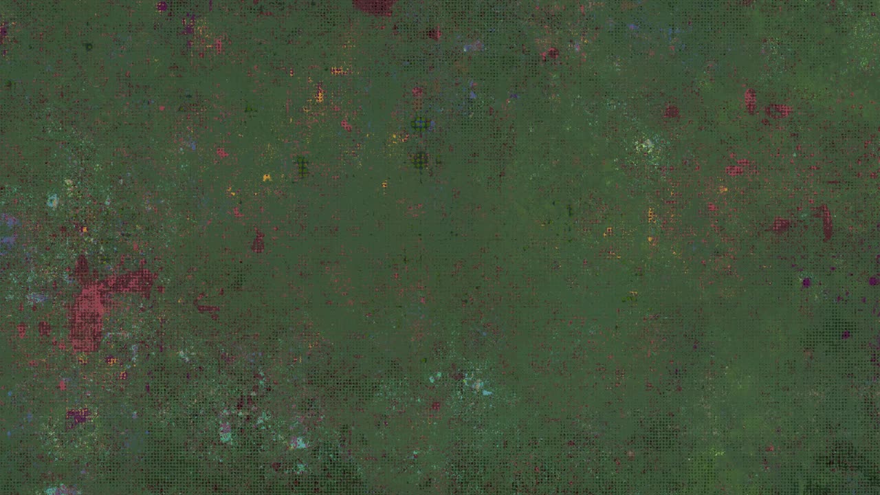 Padrão abstrato de ruído digital, animação de fundo verde-oliva em loop com texturas de falha de meio-tom