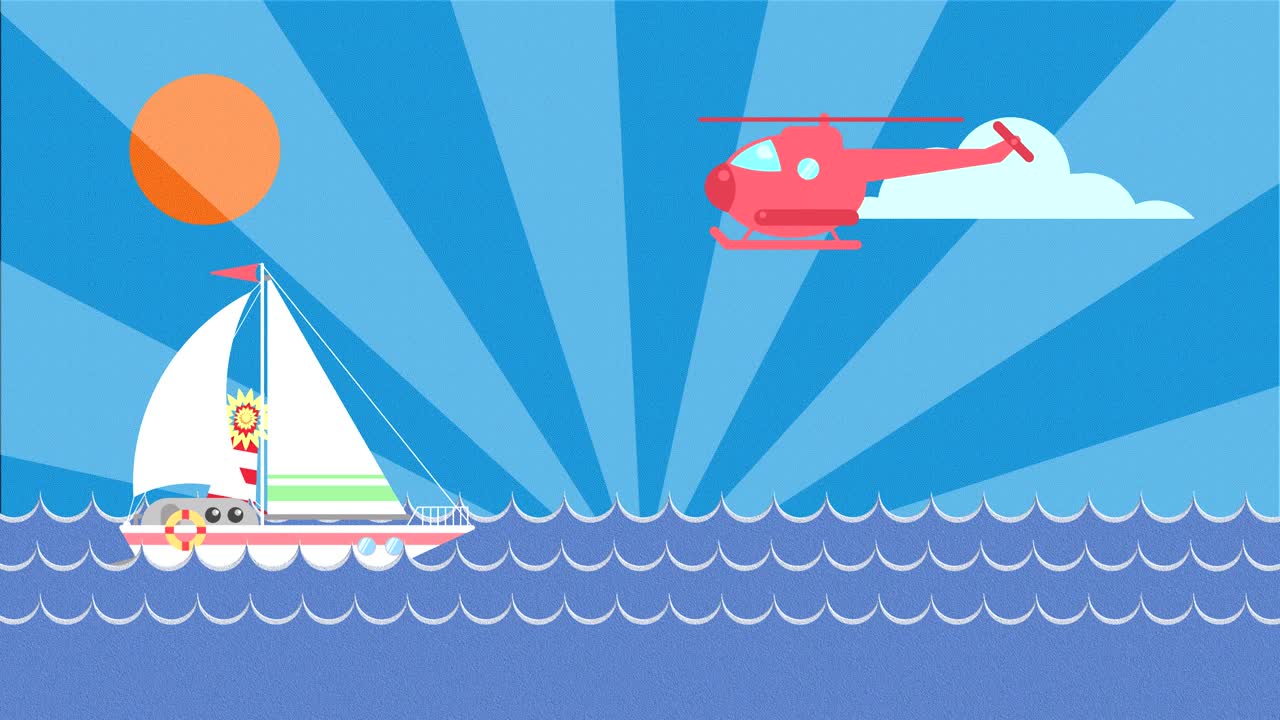 항해 요트 가 바다 를 따라 항해 하고 있다