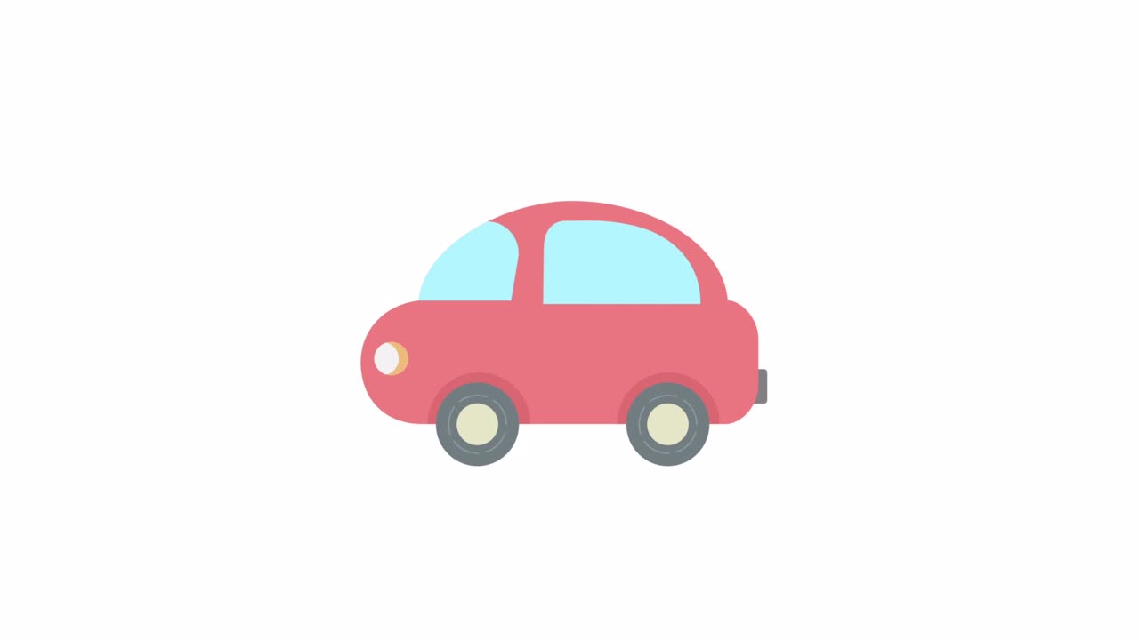 Animasi Mobil Lucu Berjalan Latar Belakang Putih