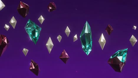 crystals and gems on purple background