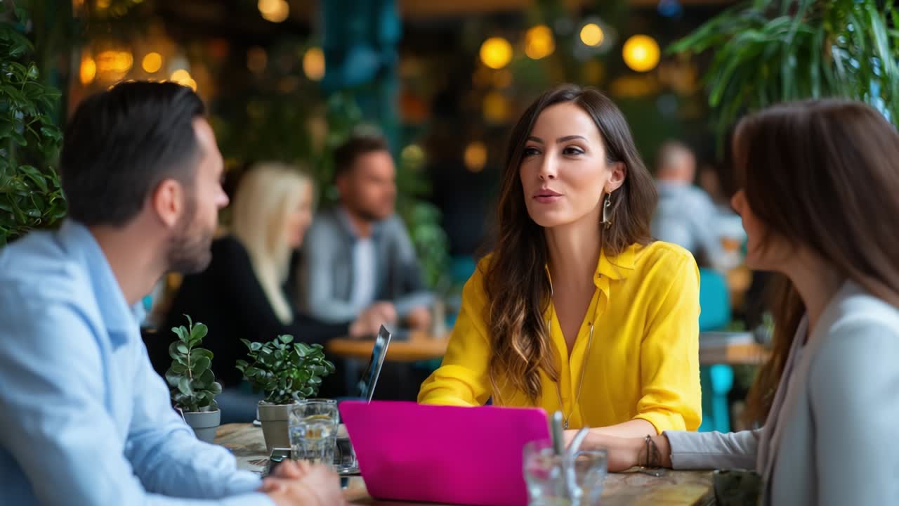 카페 에서 사업 회의