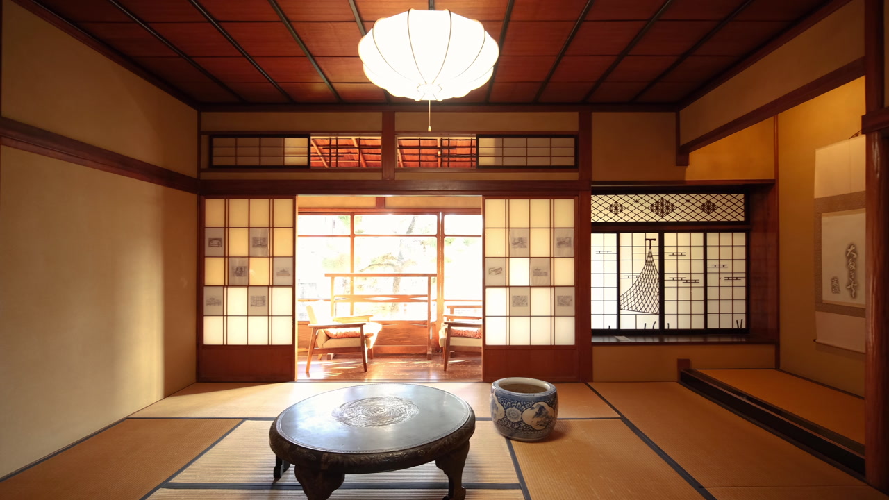 A traditional Japanese room with shoji screens.