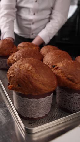 chef preparing easter bread (kulich)