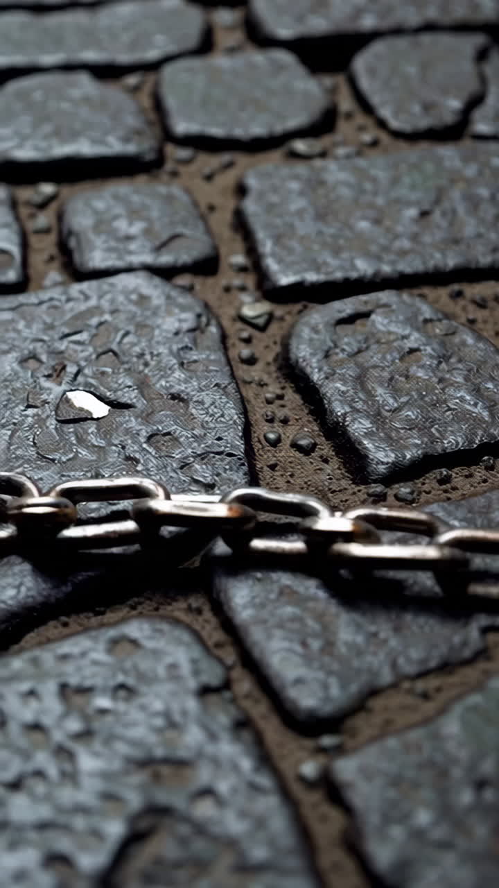 Rusty Chain on Cobblestones