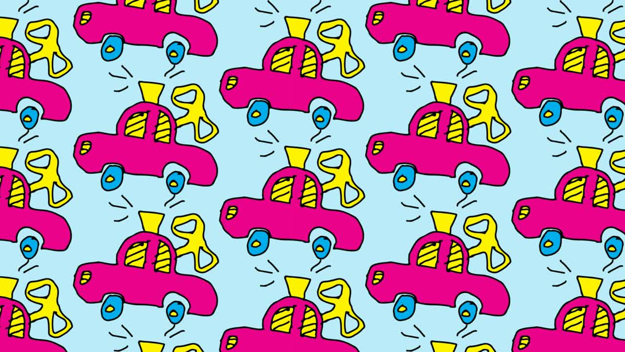 kids drawing pop art seamless background with theme of toy car