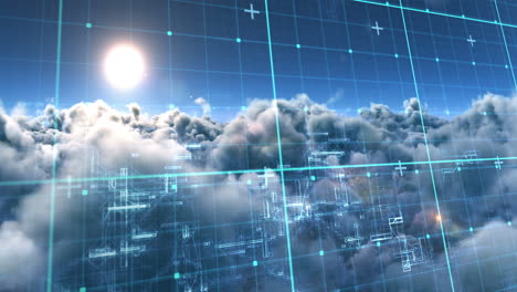 Binary code against white clouds 4k
