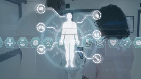 animación del procesamiento de datos médicos sobre diversos médicos