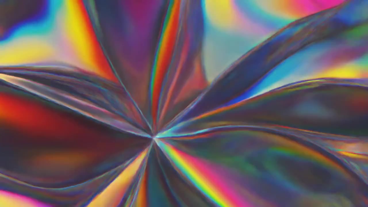 Texture astratta di plastica iridescente con riflessi di luce arcobaleno cangianti