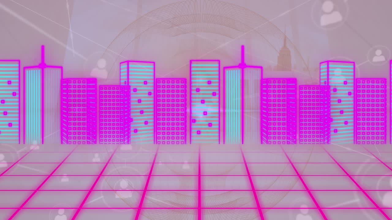 animación de la ciudad digital a través de una red de conexiones