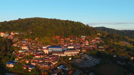 mountain village in sunrise/sunset