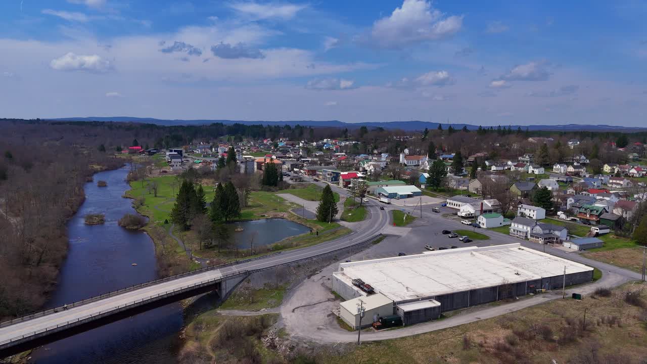 Wide View of Blackwater River and Davis, West Virginia With Bridge and Townscape