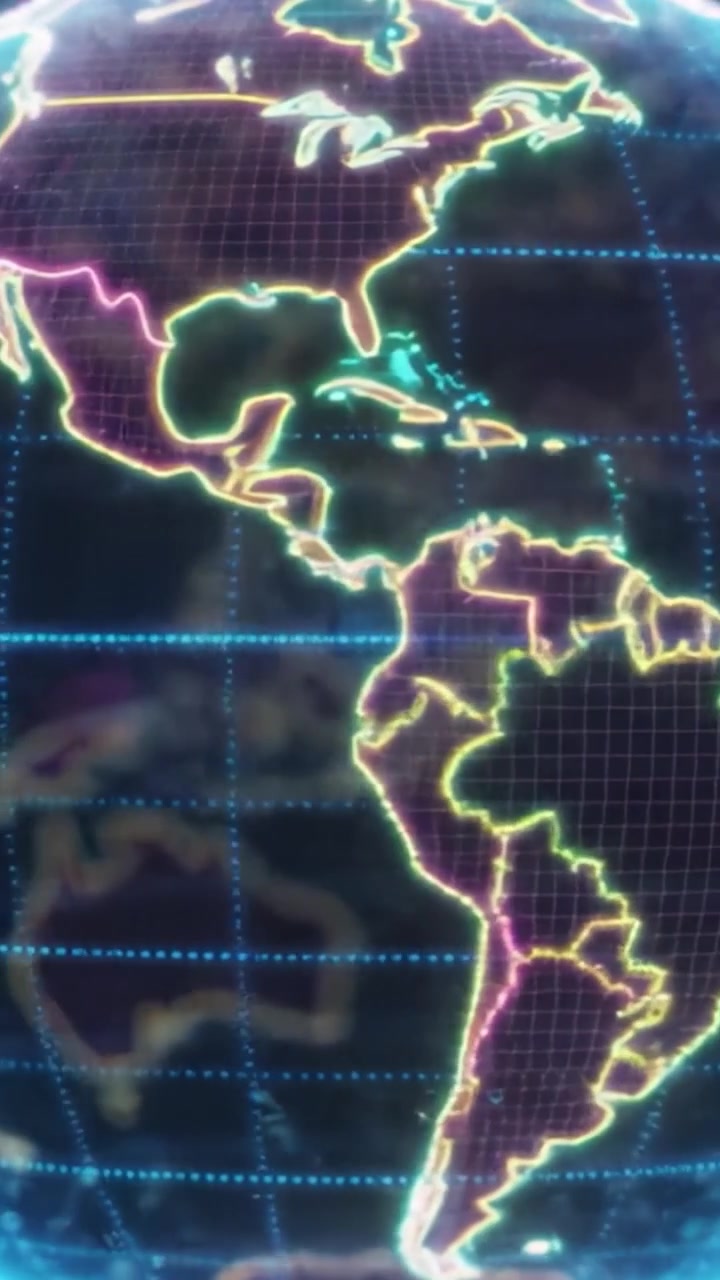 Uma Impressionante Representação Digital da Terra Apresentando Linhas de Grade Iluminadas e Divisões Geográficas, Capturando a Beleza da Geografia Global do Nosso Planeta.