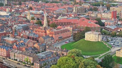 drone shot york castle or cliffords tower