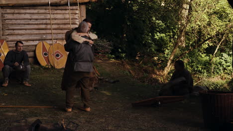 medieval couple embracing in a re-enactment setting