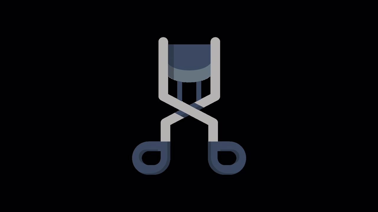Animated Eyelash Curler Icon in Flat Design Style