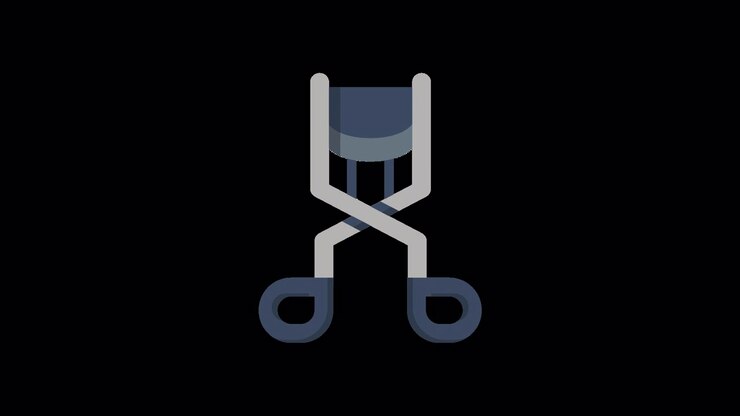 Icono animado de rizador de pestañas en estilo de diseño plano