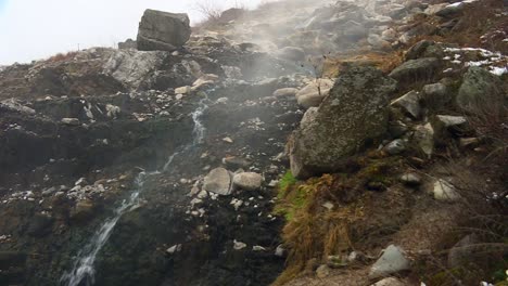 spring creek waterfalls on rock mountains in boise national forest, idaho, united states