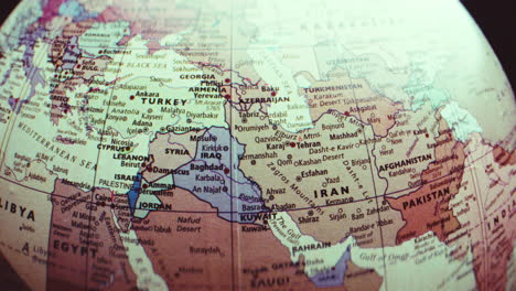 map of the middle east on a globe