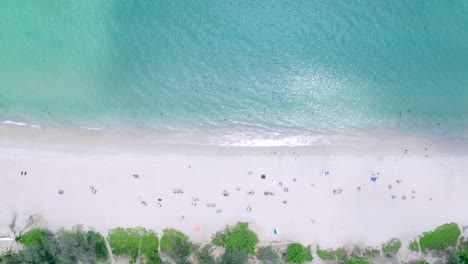 top view of tourist sunbathe on the beautiful beaches of phuket  thailand