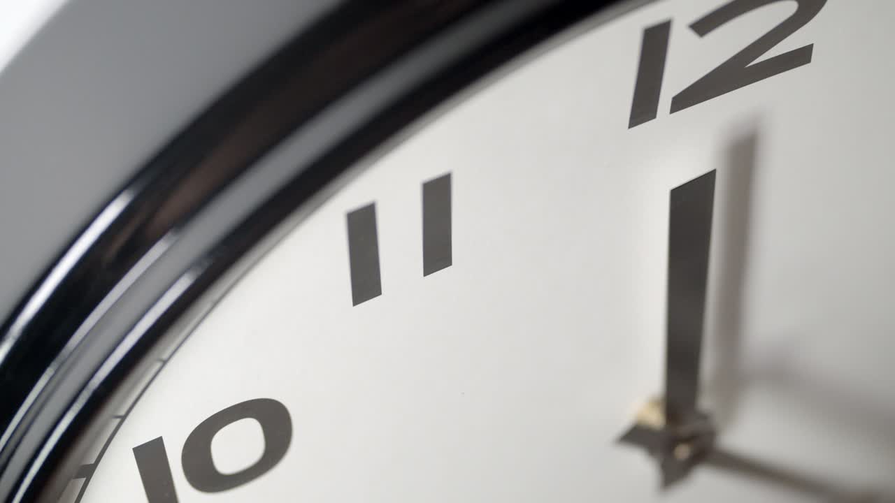White Clock Face Close Up in Time Lapse on White Wall