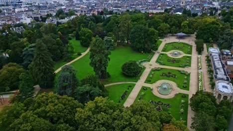 aerial view of a beautiful park in a city