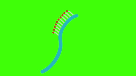 animación de un icono de peine en una pantalla verde